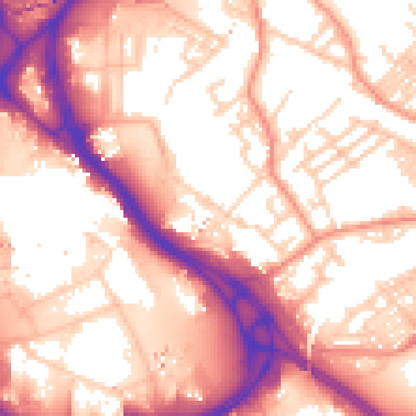 Daytime road noise heatmap for LS9 8LB