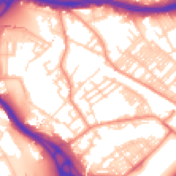 Daytime road noise heatmap for LS9 8NL
