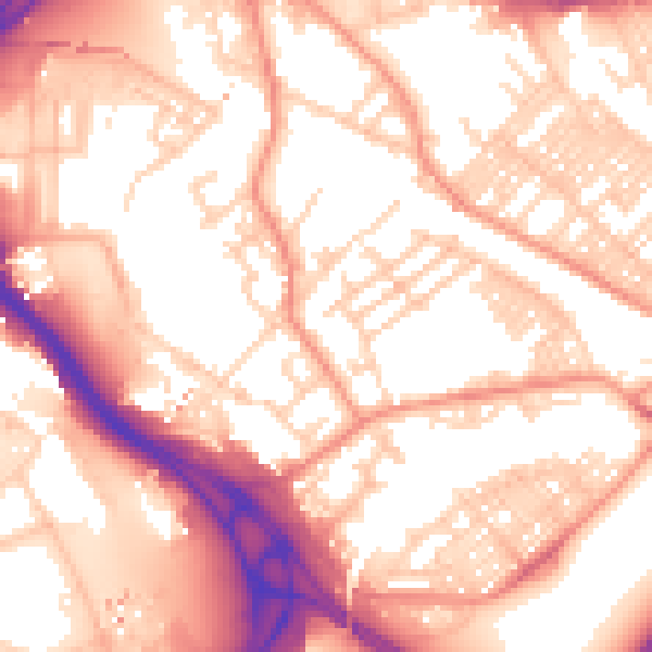 Daytime road noise heatmap for LS9 8NN