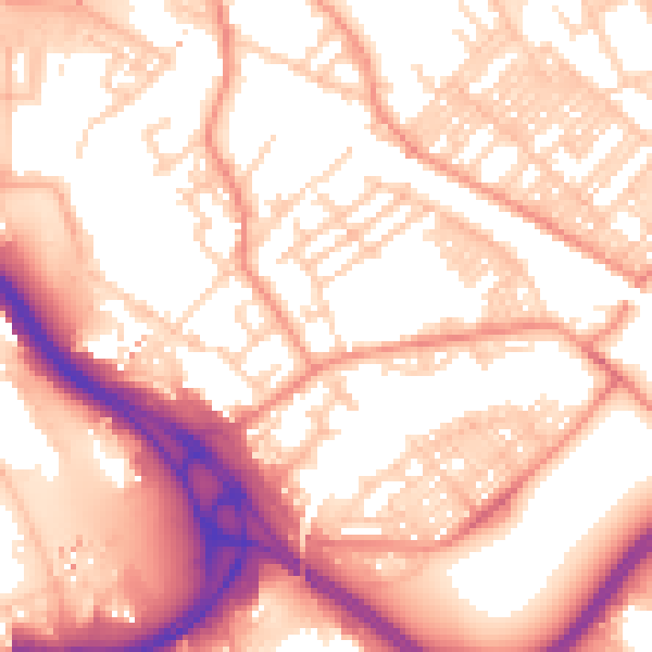Daytime road noise heatmap for LS9 8NW