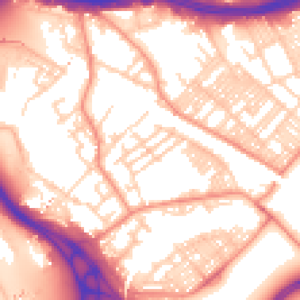 Daytime road noise heatmap for LS9 8PH