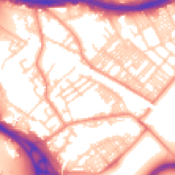 Daytime road noise heatmap for LS9 8PL