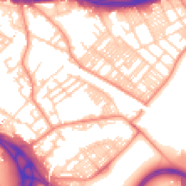 Daytime road noise heatmap for LS9 8QF