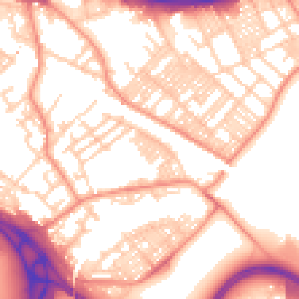 Daytime road noise heatmap for LS9 8QG