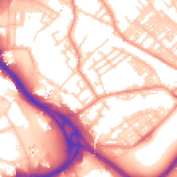 Daytime road noise heatmap for LS9 8QR