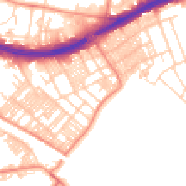 Daytime road noise heatmap for LS9 9BZ