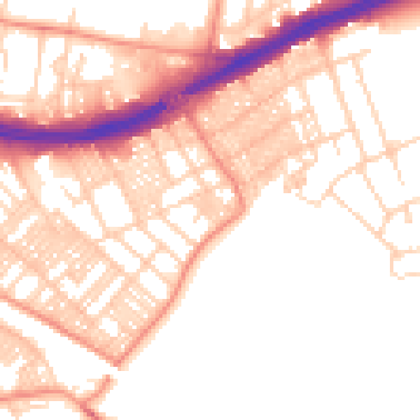 Daytime road noise heatmap for LS9 9DB