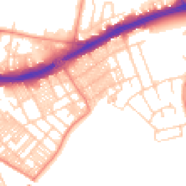 Daytime road noise heatmap for LS9 9DJ