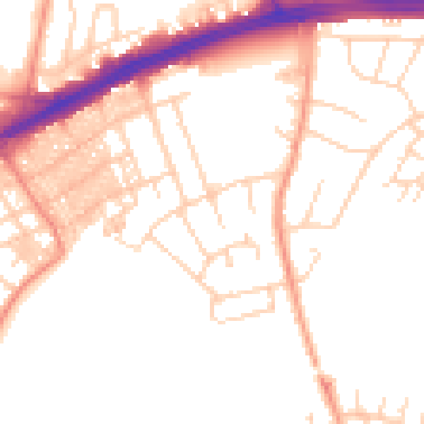 Daytime road noise heatmap for LS9 9EN