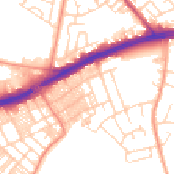 Daytime road noise heatmap for LS9 9HB
