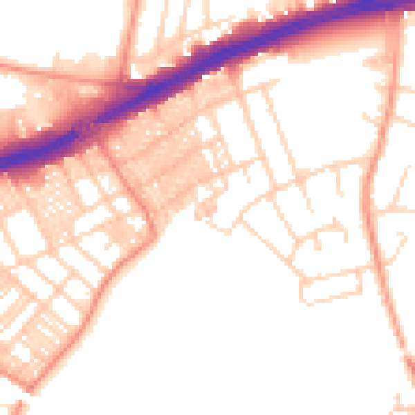 Daytime road noise heatmap for LS9 9HD