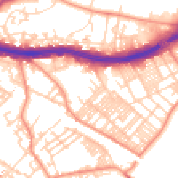 Daytime road noise heatmap for LS9 9HJ