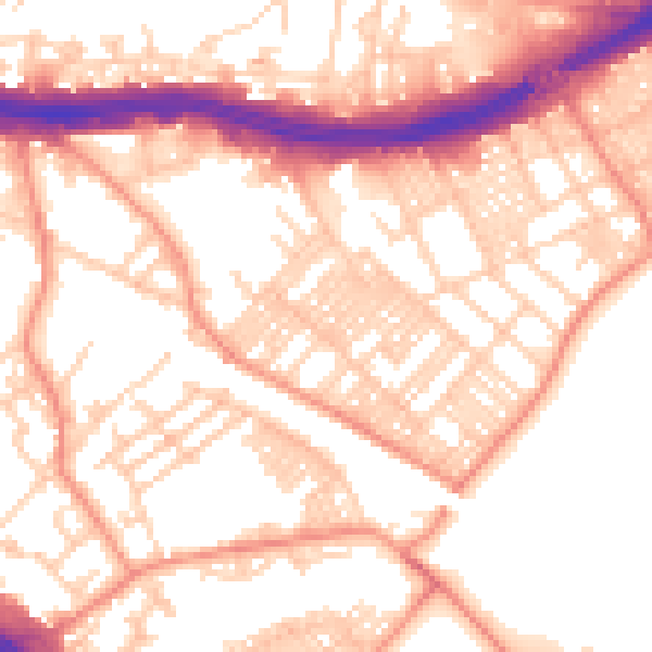 Daytime road noise heatmap for LS9 9JL