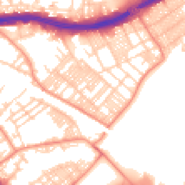 Daytime road noise heatmap for LS9 9JU