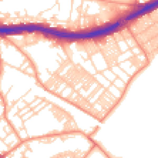Daytime road noise heatmap for LS9 9JW