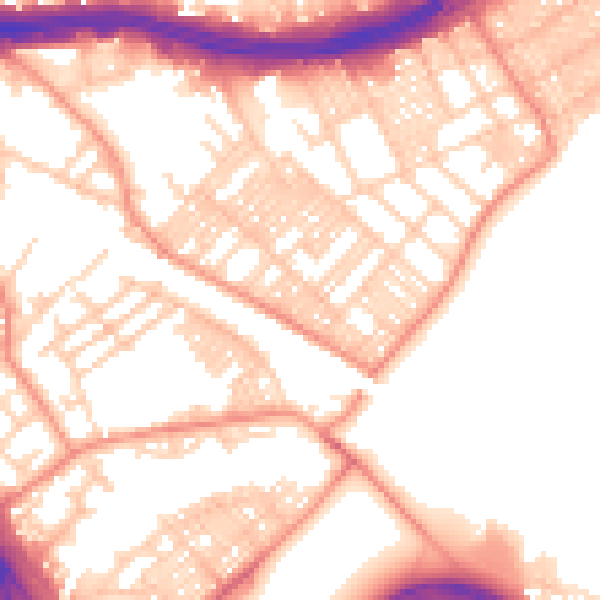Daytime road noise heatmap for LS9 9JY