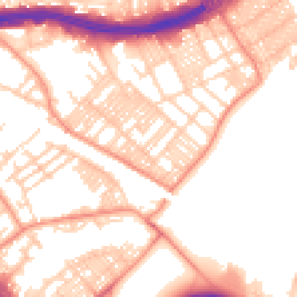 Daytime road noise heatmap for LS9 9JZ