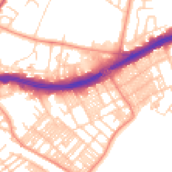 Daytime road noise heatmap for LS9 9LN