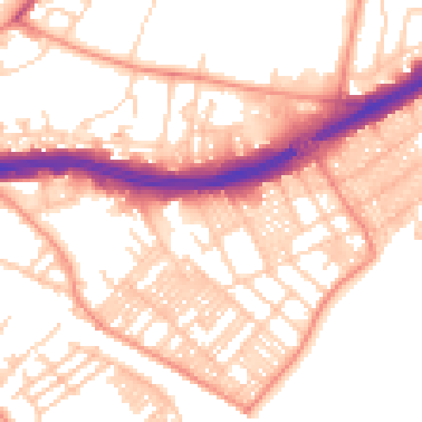 Daytime road noise heatmap for LS9 9LW