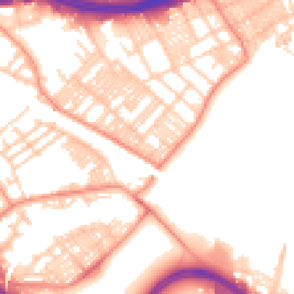 Daytime road noise heatmap for LS9 9NJ