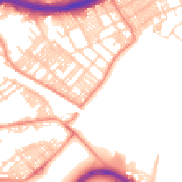Daytime road noise heatmap for LS9 9NQ