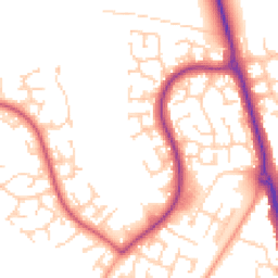 Daytime road noise heatmap for LU3 4DT