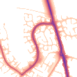 Daytime road noise heatmap for LU3 4ET