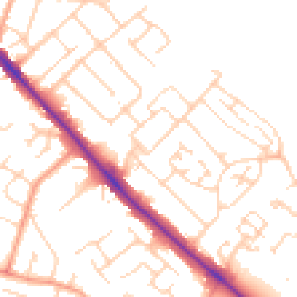 Daytime road noise heatmap for LU5 4BB