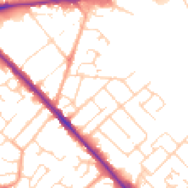 Daytime road noise heatmap for LU5 4DA