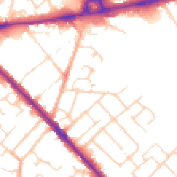 Daytime road noise heatmap for LU5 4DD