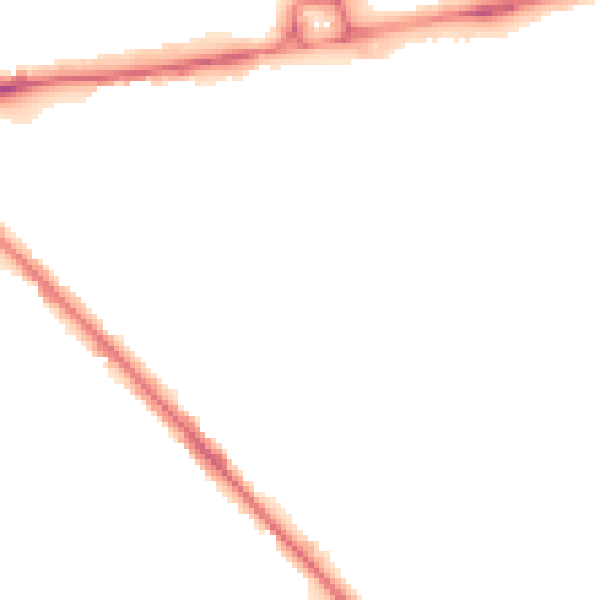 Night-time road noise heatmap for LU5 4DD