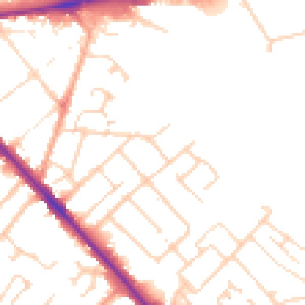 Daytime road noise heatmap for LU5 4DE