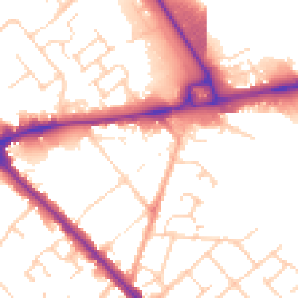 Daytime road noise heatmap for LU5 4HX