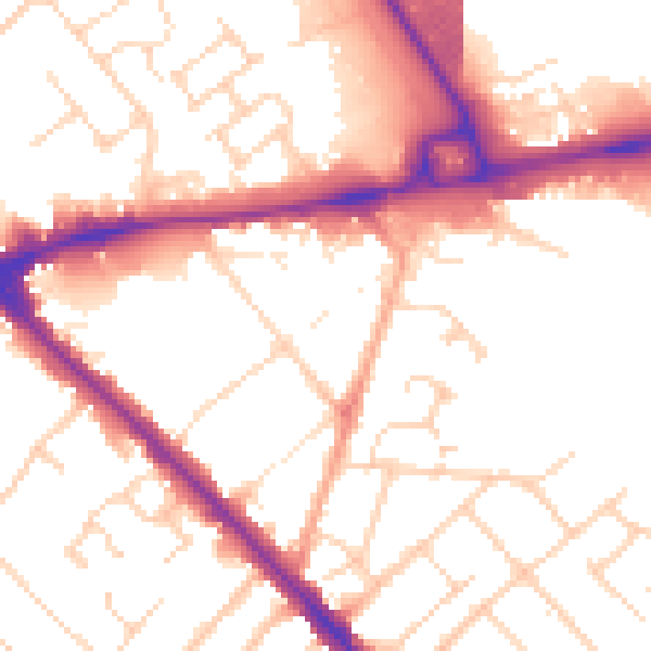 Daytime road noise heatmap for LU5 4JQ