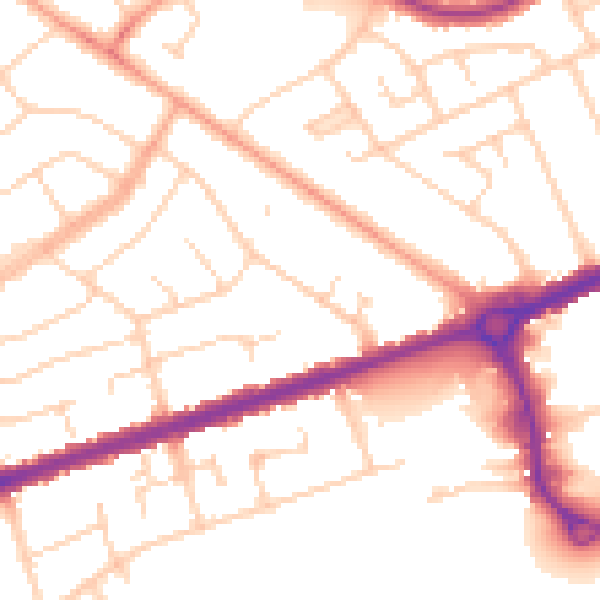 Daytime road noise heatmap for LU5 4NG