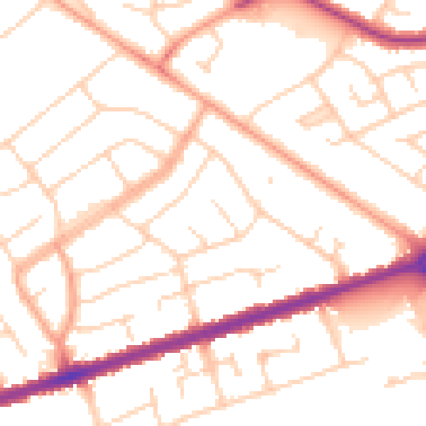 Daytime road noise heatmap for LU5 4NL