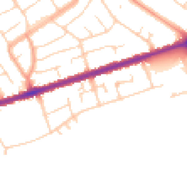 Daytime road noise heatmap for LU5 4PY