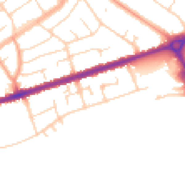 Daytime road noise heatmap for LU5 4QD