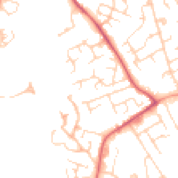 Daytime road noise heatmap for LU5 5ER
