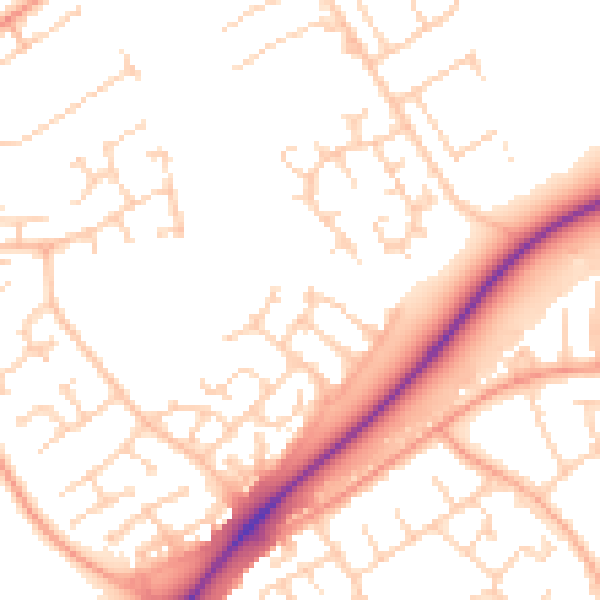 Daytime road noise heatmap for LU5 5FY
