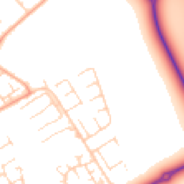 Daytime road noise heatmap for LU5 5QA