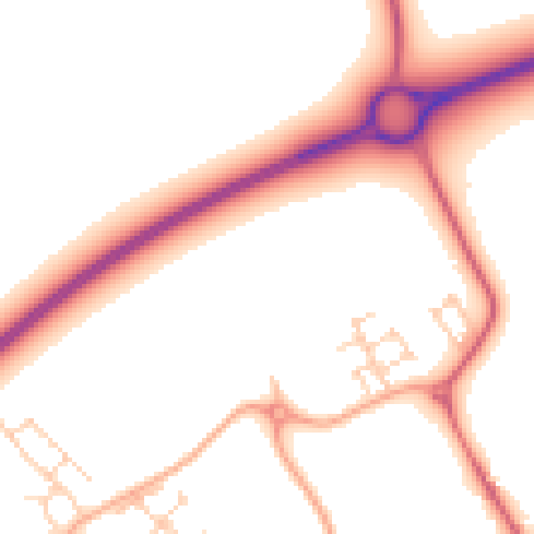 Daytime road noise heatmap for LU5 6RJ