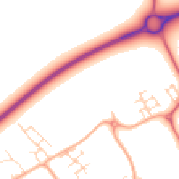 Daytime road noise heatmap for LU5 6RQ