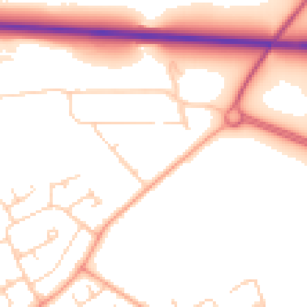 Daytime road noise heatmap for LU5 7AL