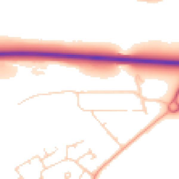 Daytime road noise heatmap for LU5 7AS