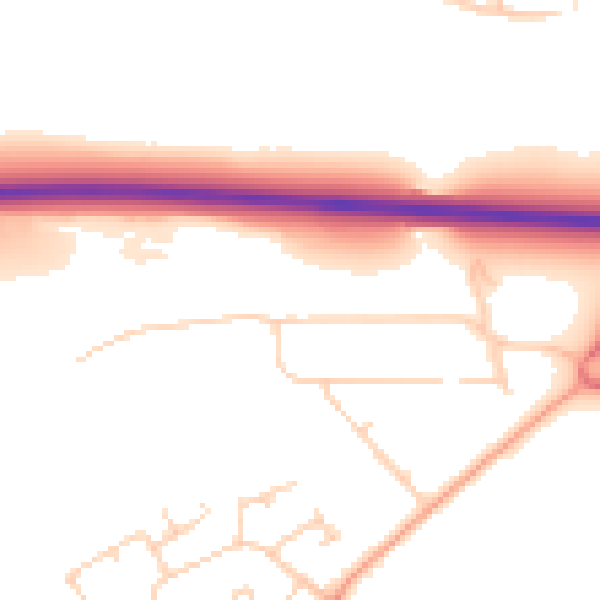 Daytime road noise heatmap for LU5 7AW
