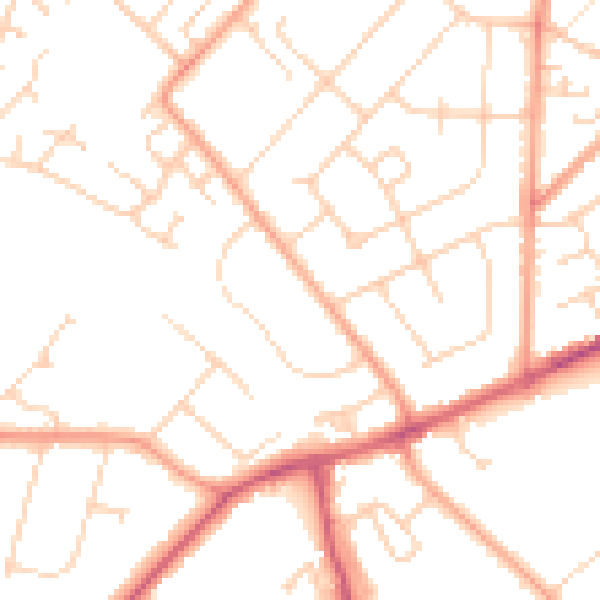 Daytime road noise heatmap for LU6 1AL