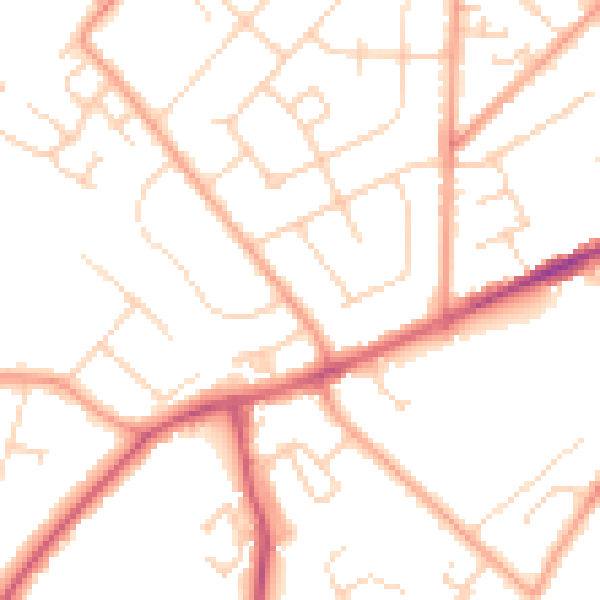 Daytime road noise heatmap for LU6 1AN