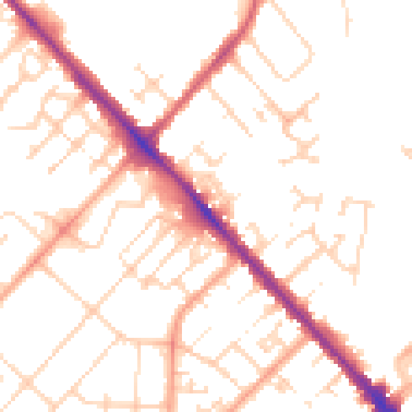 Daytime road noise heatmap for LU6 1AT