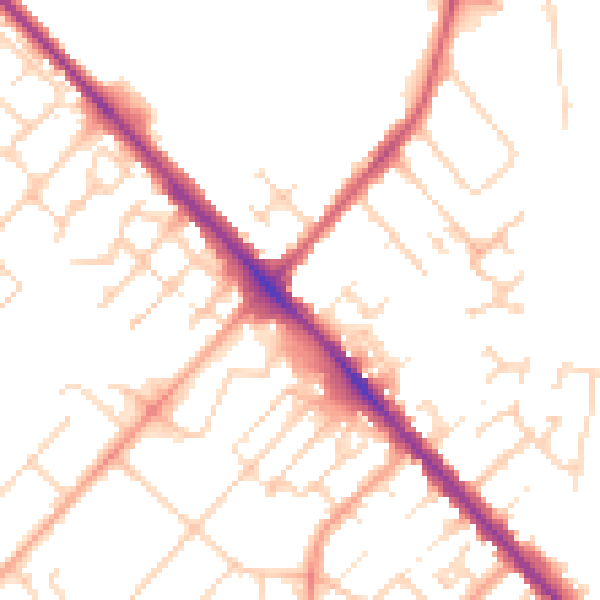 Daytime road noise heatmap for LU6 1AU
